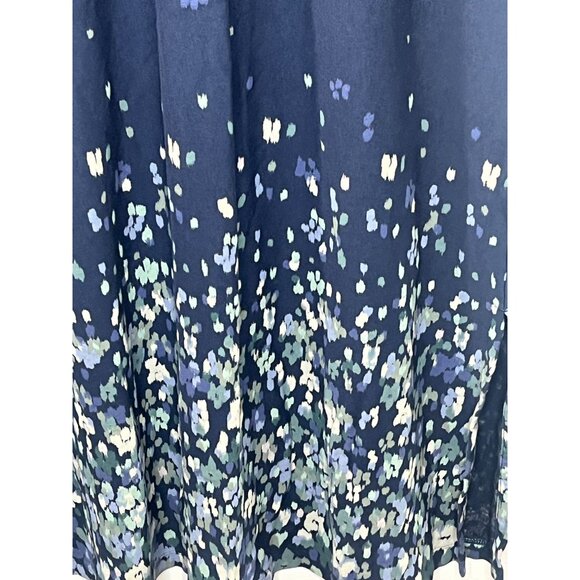 J Jill Pure Jill Blue Maxi Dress Small Floral Border T-Shirt Lounge Knit - Picture 8 of 9